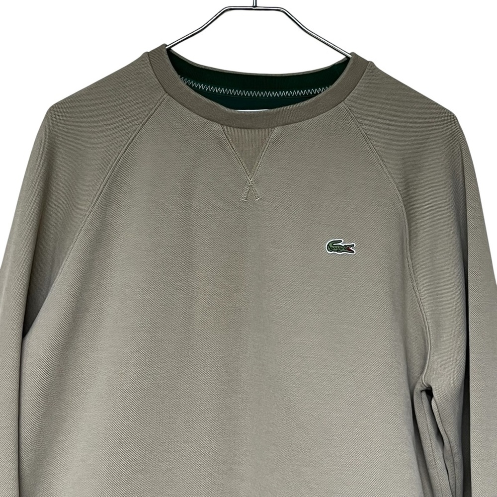Lacoste Women’s Crewneck Sweatshirt in Beige with Green Logo - Picture 6 of 14